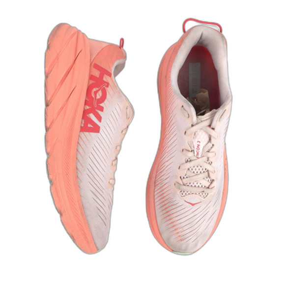 HOKA One One Rincon 3 W Silver Peony Cantaloupe Running Shoes Athletic Sneakers - Picture 1 of 8